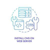 Instalar en pc cms en web servidor azul degradado concepto icono. sitio ajustando edificio sitio web. ajuste base de datos resumen idea Delgado línea ilustración. aislado contorno dibujo vector