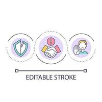 Avoid unreliable agreements loop concept icon. Reduce insecure deals. Safe business partnership abstract idea thin line illustration. Isolated outline drawing. Editable stroke vector