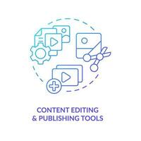 Content editing and publishing tools blue gradient concept icon. CMS functionalities. Digital tools abstract idea thin line illustration. Isolated outline drawing vector