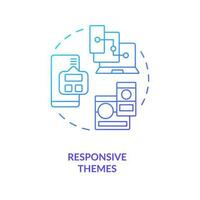 Responsive themes blue gradient concept icon. Website optimization. Site functionalities. Device mode abstract idea thin line illustration. Isolated outline drawing vector