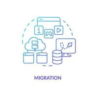 Migration blue gradient concept icon. Move website to new platform. Digital integrity. Data transfer abstract idea thin line illustration. Isolated outline drawing vector