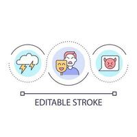 Angry mood loop concept icon. Express negative emotion. Toxic relationship. Aggressive feelings abstract idea thin line illustration. Isolated outline drawing. Editable stroke vector