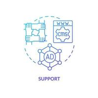 Support blue gradient concept icon. Customer service departments. Help community. Assistance center abstract idea thin line illustration. Isolated outline drawing vector
