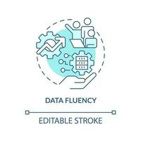 Data fluency turquoise concept icon. Improve workflow. ICT literacy level abstract idea thin line illustration. Isolated outline drawing. Editable stroke vector