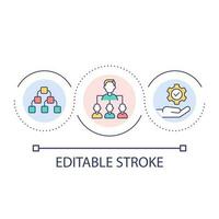 empresa empleados estructura lazo concepto icono. corporativo organización. humano recursos administración resumen idea Delgado línea ilustración. aislado contorno dibujo. editable carrera vector