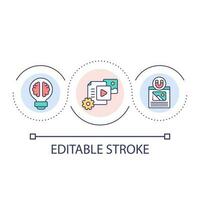 Content marketing loop concept icon. Multimedia management. Publishing on social media abstract idea thin line illustration. Isolated outline drawing. Editable stroke vector