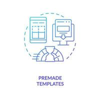 Premade templates blue gradient concept icon. Optimizing workflow. Building website. CMS feature abstract idea thin line illustration. Isolated outline drawing vector