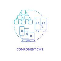 Component CMS blue gradient concept icon. Website platform. Optimize posting. Platform aspects abstract idea thin line illustration. Isolated outline drawing vector