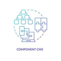 componente cms azul degradado concepto icono. sitio web plataforma. optimizar destino. plataforma aspectos resumen idea Delgado línea ilustración. aislado contorno dibujo vector