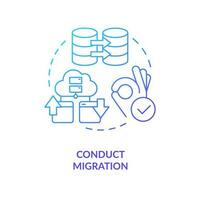 Conduct migration blue gradient concept icon. Change CMS platform. Move website to new server. Data transfer abstract idea thin line illustration. Isolated outline drawing vector