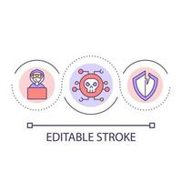 Social engineering attack loop concept icon. Hacking hazard. Digital threat. Cybersecurity abstract idea thin line illustration. Isolated outline drawing. Editable stroke vector