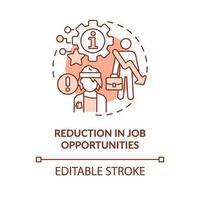 Reduction in job opportunities terracotta concept icon. ICT in business disadvantage abstract idea thin line illustration. Isolated outline drawing. Editable stroke vector