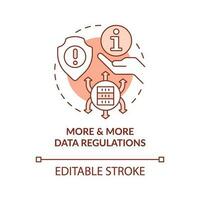 More and more data regulations terracotta concept icon. ICT in business disadvantage abstract idea thin line illustration. Isolated outline drawing. Editable stroke vector
