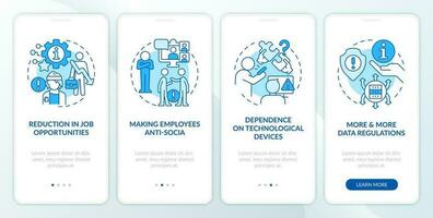 negocio ict desventajas azul inducción móvil aplicación pantalla. cuestiones recorrido 4 4 pasos editable gráfico instrucciones con lineal conceptos. ui, ux, gui modelo vector