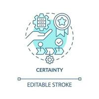 Certainty turquoise concept icon. Perform data handling steps. ICT literacy level abstract idea thin line illustration. Isolated outline drawing. Editable stroke vector