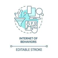 Internet of behaviors turquoise concept icon. Analyzing. Information technology trend abstract idea thin line illustration. Isolated outline drawing. Editable stroke vector