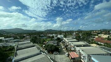 Clouds sky, moutain and city view photo