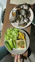 Grilled big shellfish,  delicious seafood photo