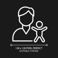 Pediatrics pixel perfect white linear icon for dark theme. Medical care of children. Diagnostics and treatment. Healthcare. Thin line illustration. Isolated symbol for night mode. Editable stroke vector