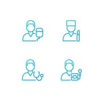 Diagnostics and treatment pixel perfect gradient linear vector icons set. Surgery and intensive care. Ultrasound. Thin line contour symbol designs bundle. Isolated outline illustrations collection