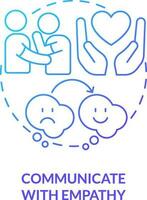 Communicate with empathy blue gradient concept icon. Family relations. Resolve conflicts with teen abstract idea thin line illustration. Isolated outline drawing vector