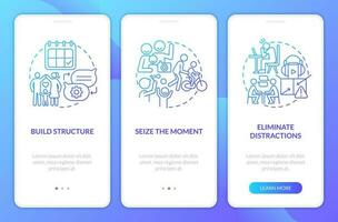 Opportunities for communication blue gradient onboarding mobile app screen. Walkthrough 3 steps graphic instructions with linear concepts. UI, UX, GUI template vector