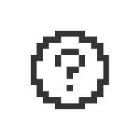 Question mark pixelated ui icon. Identify unknown device. Support page. Fix problem. Editable 8bit graphic element. Outline isolated vector user interface image for web, mobile app. Retro style