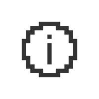 Info pixelated ui icon. Additional information. Providing updates. Showing helpful text. Editable 8bit graphic element. Outline isolated vector user interface image for web, mobile app. Retro style