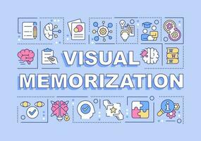 Visual memorization word concepts blue banner. Remembering style. Infographics with editable icons on color background. Isolated typography. Vector illustration with text