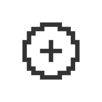 Add button pixelated ui icon. Increase volume. Toolbar control. Boosting sound. Editable 8bit graphic element. Outline isolated vector user interface image for web, mobile app. Retro style