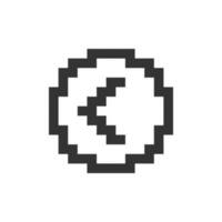 Arrow left button pixelated ui icon. Move back. Toolbar control. Previous track. Menu. Editable 8bit graphic element. Outline isolated vector user interface image for web, mobile app. Retro style