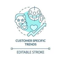 Customer specific trends turquoise concept icon. Product development. Marketing campaign. Client feedback abstract idea thin line illustration. Isolated outline drawing. Editable stroke vector