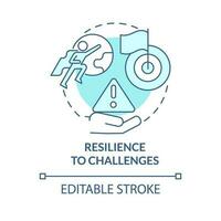 Resilience to challenges turquoise concept icon. Goal achievement. Organizational change. Crisis management abstract idea thin line illustration. Isolated outline drawing. Editable stroke vector