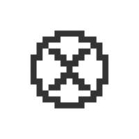Delete button pixelated ui icon. Alert error. Toolbar control. Cancel upload. Menu command. Editable 8bit graphic element. Outline isolated vector user interface image for web, mobile app. Retro style