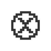 Delete button pixelated ui icon. Alert error. Toolbar control. Cancel upload. Menu command. Editable 8bit graphic element. Outline isolated vector user interface image for web, mobile app. Retro style