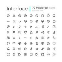 Minimalistic interface editable pixel ui icons set. Simple looking navigation. Outline 8bit graphic elements collection. Isolated retro vector images for web, mobile app