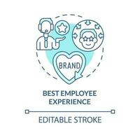 Best employee experience turquoise concept icon. Customer service. Retail trend. Invest in people. Employee benefit abstract idea thin line illustration. Isolated outline drawing. Editable stroke vector