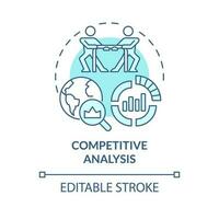 Competitive analysis turquoise concept icon. Data research. Strategic management. Performance evaluation abstract idea thin line illustration. Isolated outline drawing. Editable stroke vector