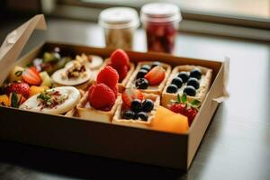 dessert box in The kitchen table Food Photography AI Generated photo