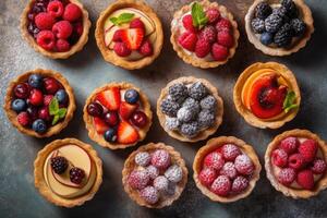 tarts in the kitchen table Food Photography AI Generated photo