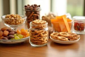 calorie snacks in the kitchen table Food Photography AI Generated photo