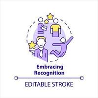 Embracing recognition concept icon. Encourage employees. Motivate workers. Retention abstract idea thin line illustration. Isolated outline drawing. Editable stroke vector