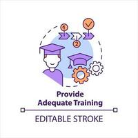 Provide adequate employee training concept icon. Give appropriate instructions abstract idea thin line illustration. Isolated outline drawing. Editable stroke vector