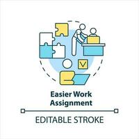 Easier work assignment concept icon. Improve employees efficiency at workplace abstract idea thin line illustration. Isolated outline drawing. Editable stroke vector