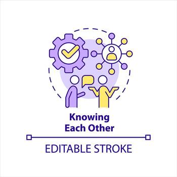 Know each other concept icon. Build strong relationship tip. Workplace relations abstract idea thin line illustration. Isolated outline drawing. Editable stroke vector