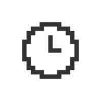 Clock pixelated ui icon. Set alarm. Tracking time. Snooze feature. Daily reminder. Editable 8bit graphic element. Outline isolated vector user interface image for web, mobile app. Retro style
