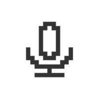 Microphone pixelated ui icon. Voice recorder. Sharing messages. Converting text into audio. Editable 8bit graphic element. Outline isolated vector user interface image for web, mobile app. Retro style