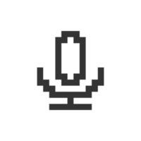 Microphone pixelated ui icon. Voice recorder. Sharing messages. Converting text into audio. Editable 8bit graphic element. Outline isolated vector user interface image for web, mobile app. Retro style