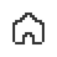Home pixelated ui icon. Open website homepage. Browser shortcut. Return to home screen. Editable 8bit graphic element. Outline isolated vector user interface image for web, mobile app. Retro style