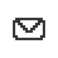 Unread message pixelated ui icon. Text messaging service. Email notification. Editable 8bit graphic element. Outline isolated vector user interface image for web, mobile app. Retro style